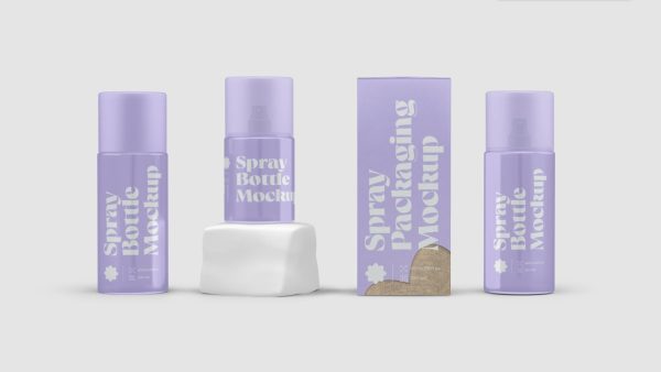 Realistic Spray Bottle Mockup