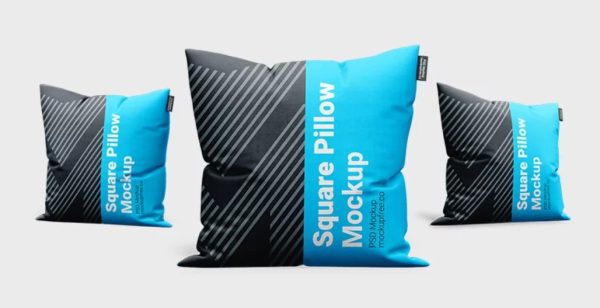 Realistic Square Pillow Cover Mockup