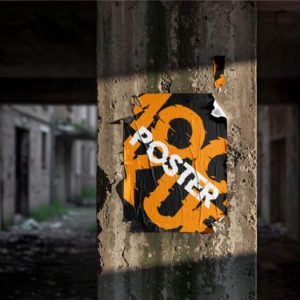 Realistic Worn Out Poster Mockup PSD