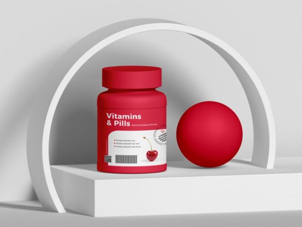 Simple Pills Bottle Mockup PSD
