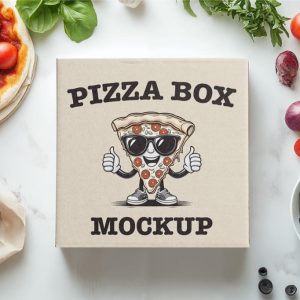 Square Pizza Box Mockup