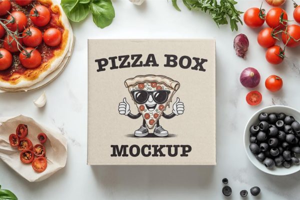 Square Pizza Box Mockup