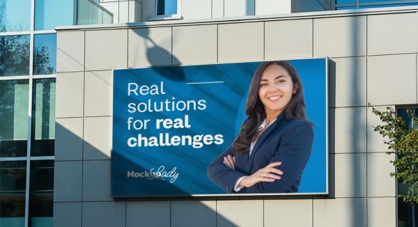 Straight View Billboard Mockup