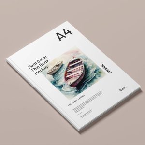 Thin A4 Hardcover Book Mockup PSD