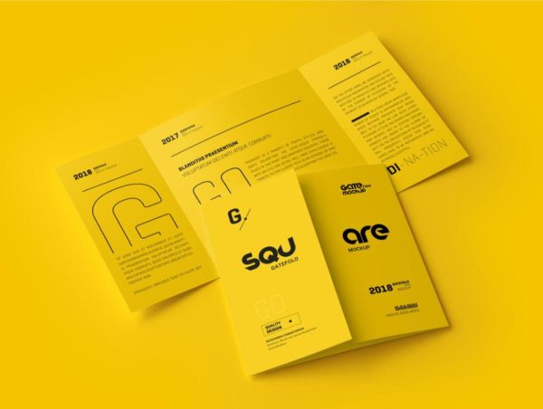 Three Gatefold Brochure Mockup PSD