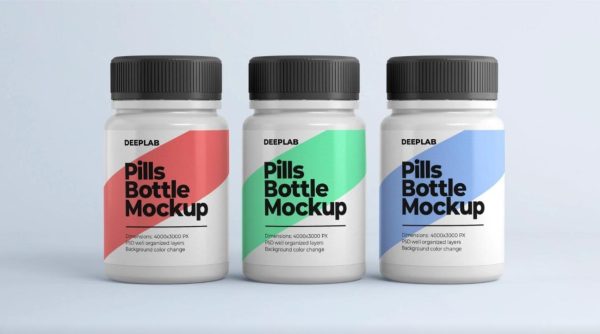 Three Pills Bottle Mockup Set