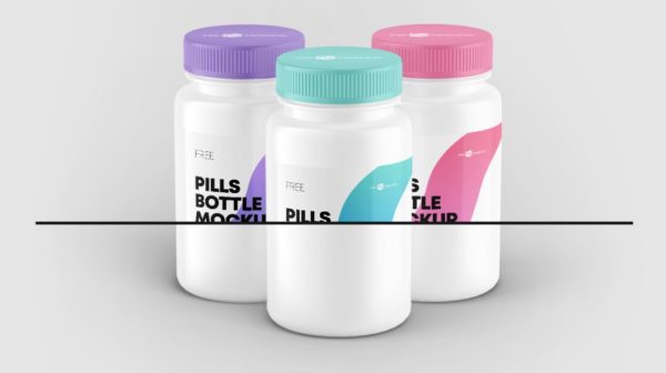 Three Unique Bottles Mockup