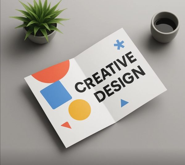 Top View Bi Fold Brochure Mockup