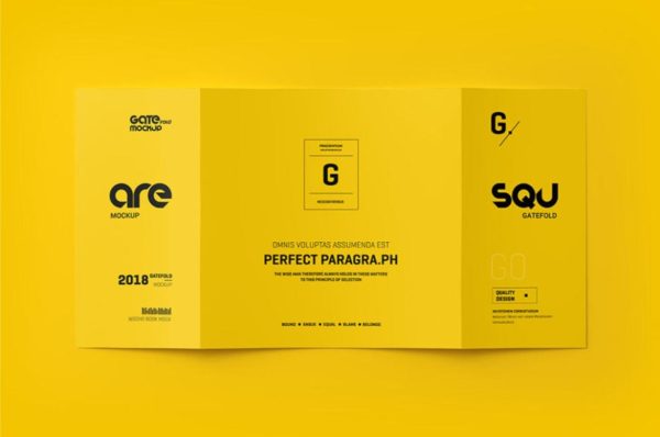 Top View Gatefold Brochure Mockups