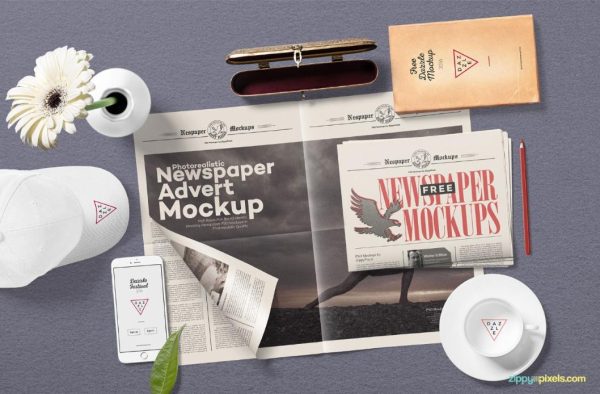 Top View Newspaper Ad Mockup (2)