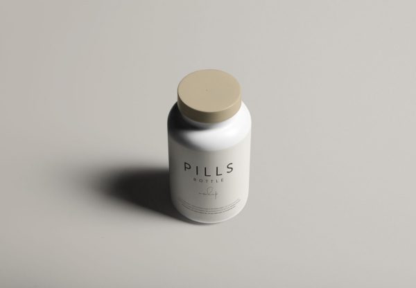 Top View Pills Label Mockup with Cap