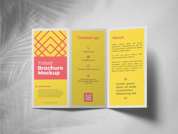 Top View Tri Fold Brochure Mockup
