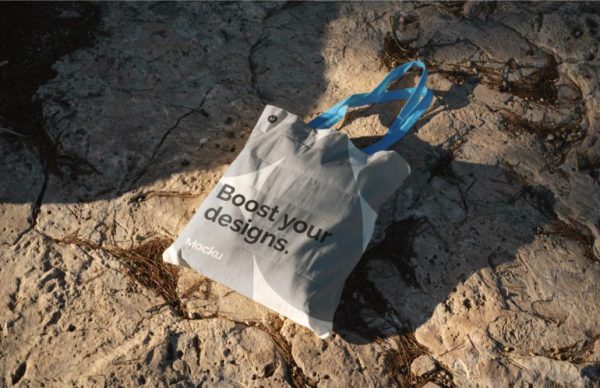 Tote Bag on Floor Mockup