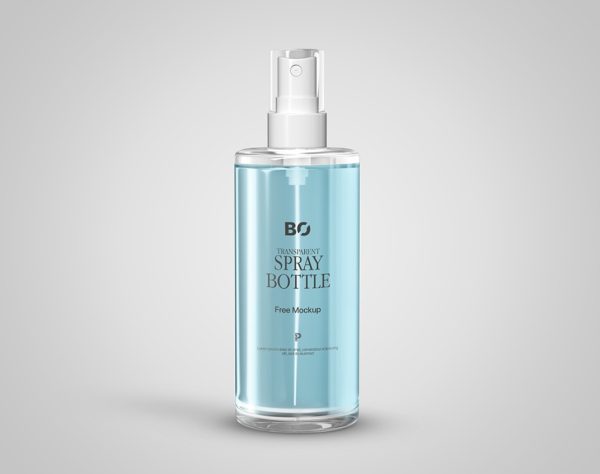 Transparent Spray Bottle Mockup