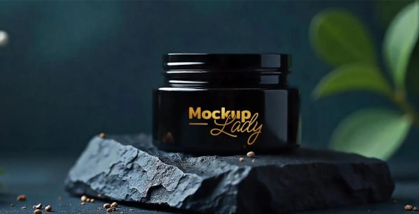 Unique Jar on Stone Mockup