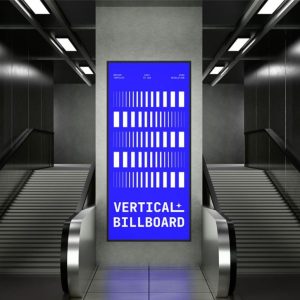 Vertical Billboard Mockup PSD at Escalator