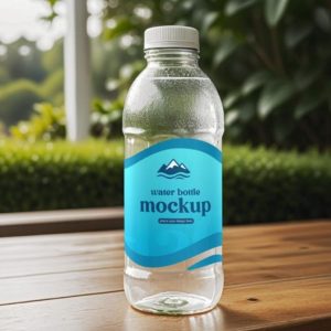 Water Bottle on Floor Mockup