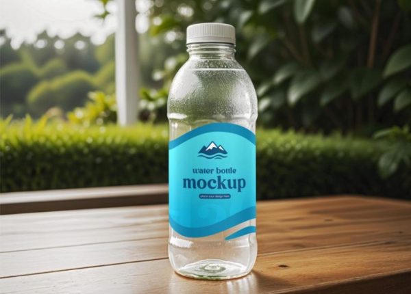Water Bottle on Floor Mockup