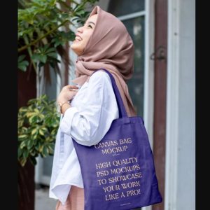 Woman Wearing Tote Bag Mockup