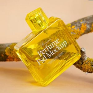 Yellow Perfume Branding Mockup PSD