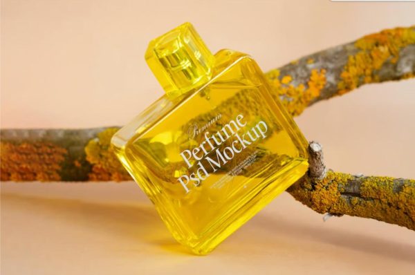 Yellow Perfume Branding Mockup PSD