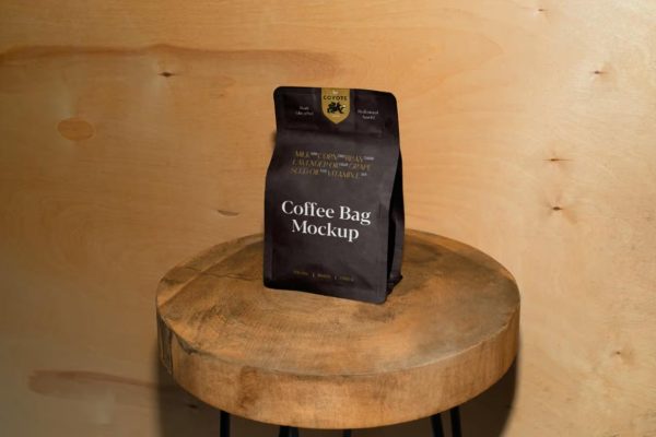 Coffee Bag on Table Mockup