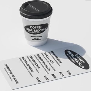 Coffee and menu Card Mockup