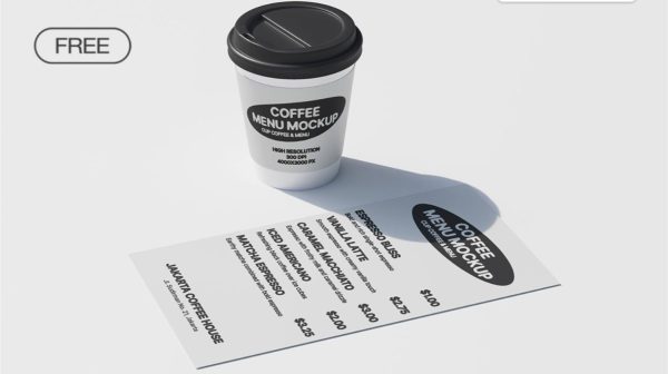 Coffee and menu Card Mockup