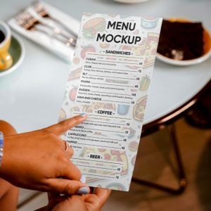 DL Menu Card Mockup PSD
