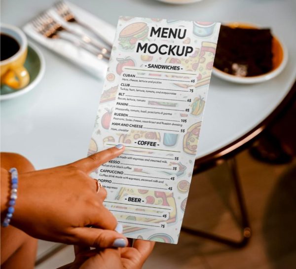 DL Menu Card Mockup PSD