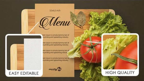 Realistic Cardboard Menu Mockup PSD - Image 2