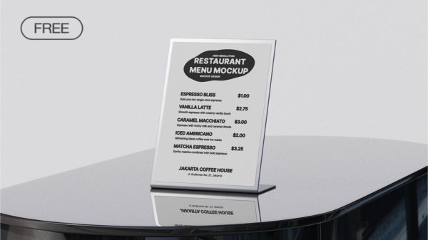 High Resolution Table Stand Menu Mockup
