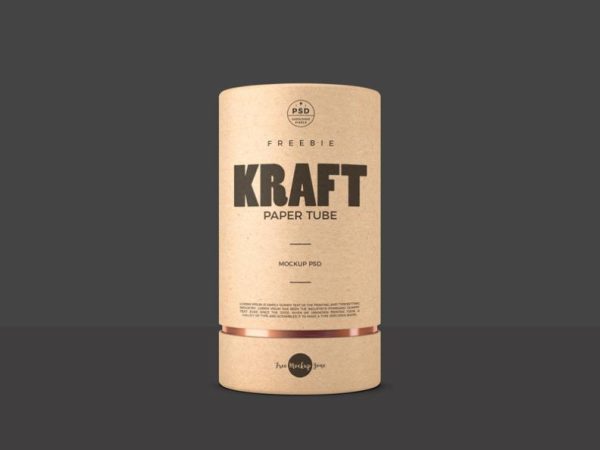Kraft Style Paper Tube Mockup PSD