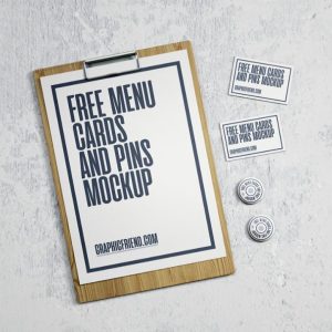 Menu Cards and Pin Mockups