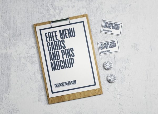 Menu Cards and Pin Mockups