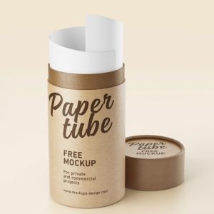 Paper Tube Branding Mockup in Three Views