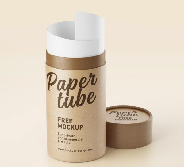 Paper Tube Branding Mockup in Three Views