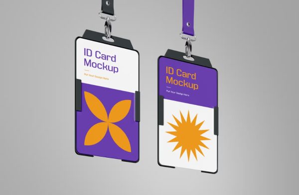 Realistic ID Card Branding Mockup