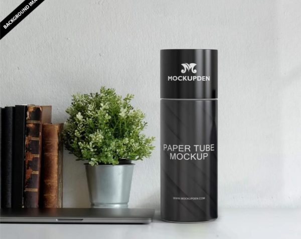 Realistic Paper Tube Mockup PSD