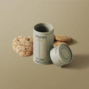 Realistic Paper Tube Packaging Mockup