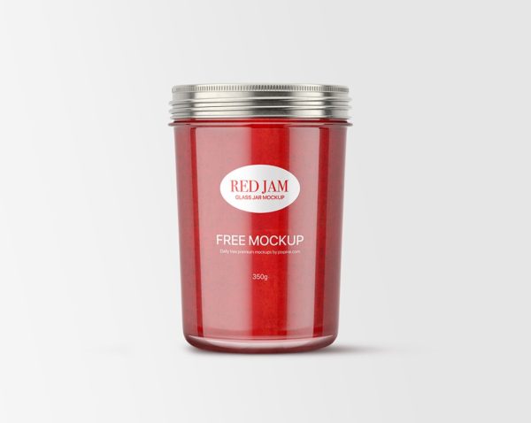 Red Glass Jar Mockup PSD