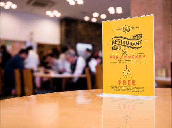 Restaurant Table Menu Mockup PSD