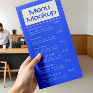 Simple Menu Card in Hand Mockup