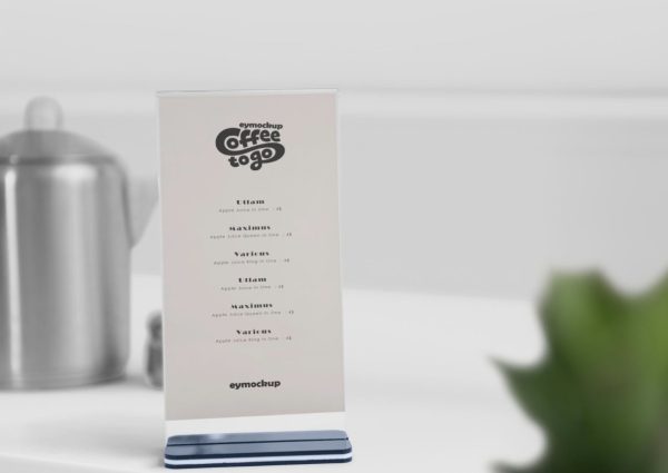 Simple Table Menu Mockup PSD