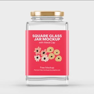 Square Glass Jar Mockup