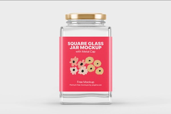 Square Glass Jar Mockup