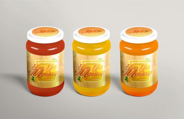 Three Jam Jar Bottles Mockup