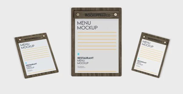 Three Restaurant Branding Menu Mockup
