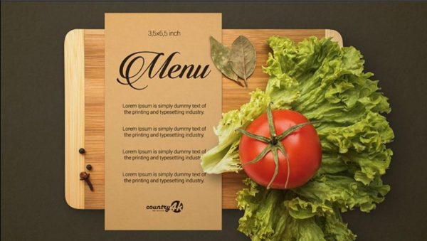 Unique Cardboard Menu Mockup PSD